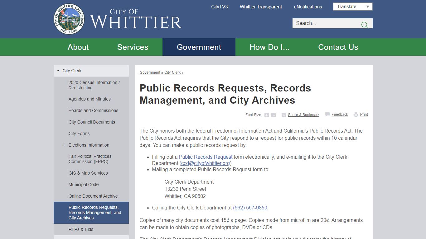 Public Records Requests, Records Management, and City Archives ...
