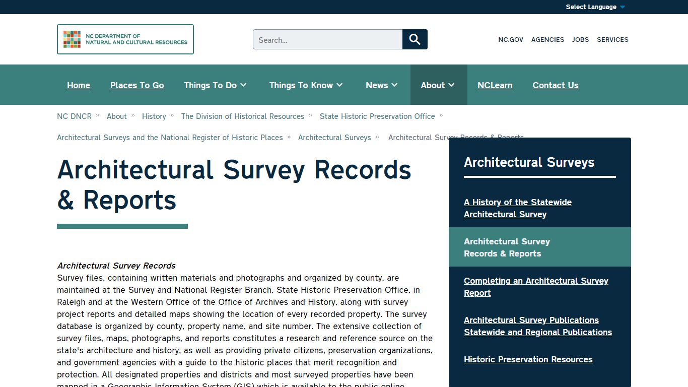 Architectural Survey Records & Reports | NC DNCR