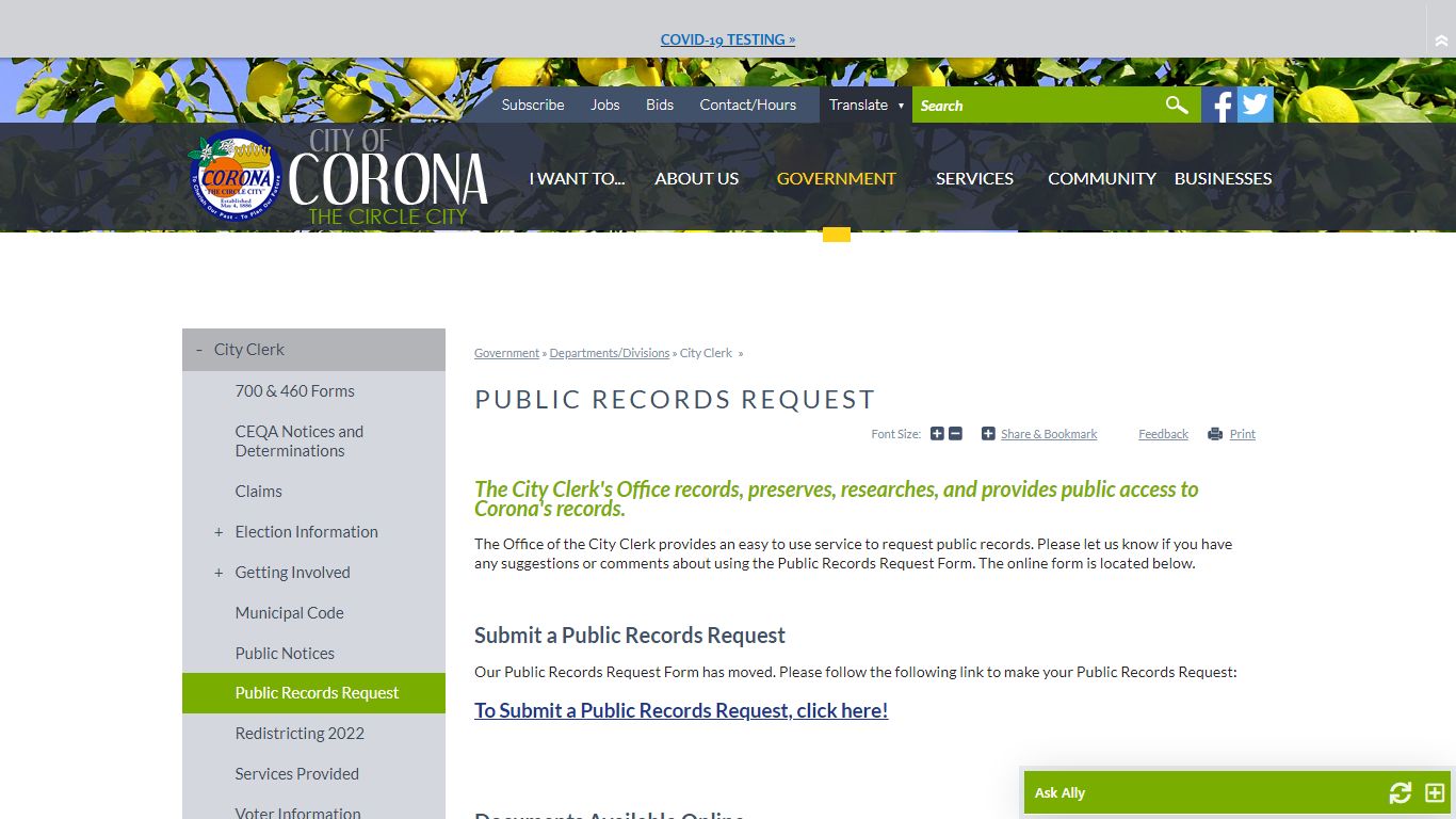Public Records Request | City of Corona